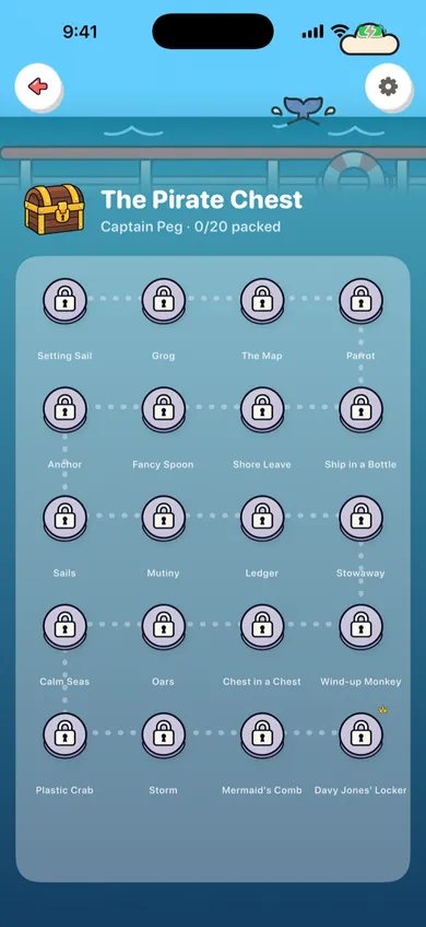 The world map for the Pirate Chest with twenty levels
